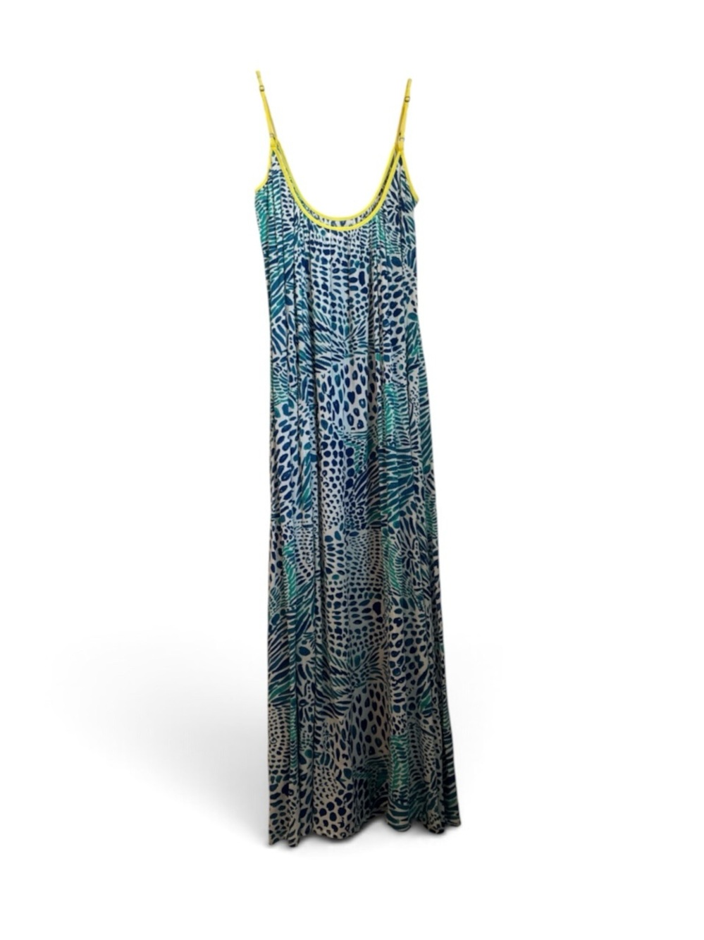 Lilly Pulitzer Blue, Teal & Yellow Printed Maxi Dress